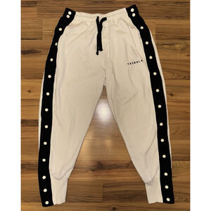 YoungLA 235 90s Tear Away Joggers White Black Snap Track Pants S/M Streetwear